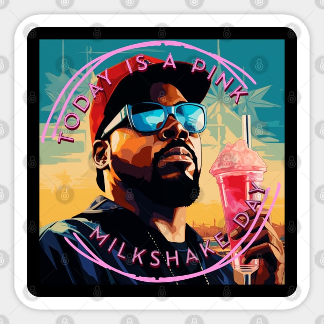 Los Angeles Good Day With A Pink Milkshake On Ice Cubes Sticker by LB35Y5